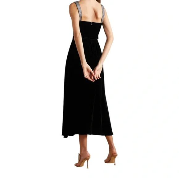 NWT Borgo de Nor Black Velvet Ninet Dress 10 - Picture 3 of 4
